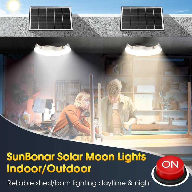 SunBonar Solar Moon Lights Indoor/Outdoor, Solar Shed Light with On/Off Switch & Remote & Timer, Daytime & Night Dimmable 3200K/4000K/6000K, Easy to Use Ceiling Lights for Patio Porch Balcony Garden - Image 4